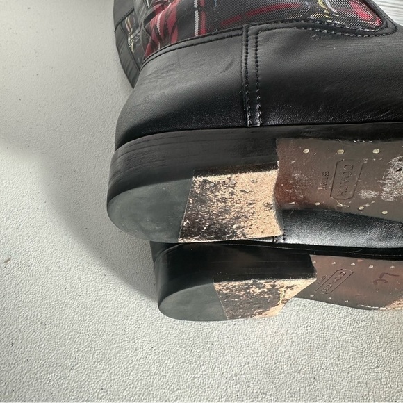 COACH CHRISSI  SIGNATURE leather BLACK MULTI TARTAN TALL BOOTS - Picture 7 of 8